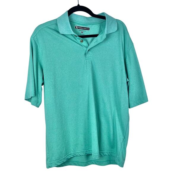 Pebble Beach Men's Light Green Performance Pull Over Golf Polo Size Medium - Picture 1 of 7